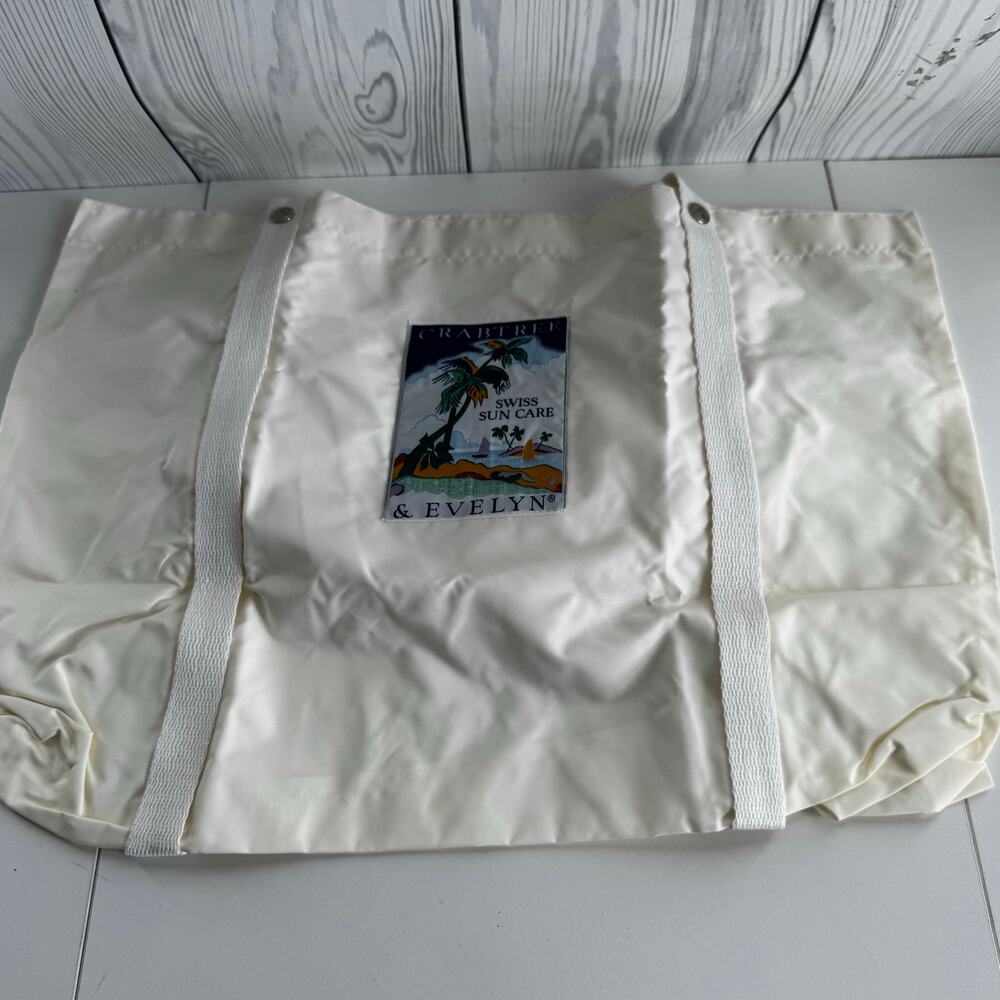 New Vintage 1990s Crabtree & Evelyn Tote Sun Swiss Care White 22 x 16 - Picture 1 of 6